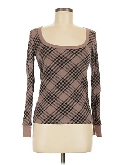 Pre-owned Victoria's Secret Pink Long Sleeve T-shirt In Brown