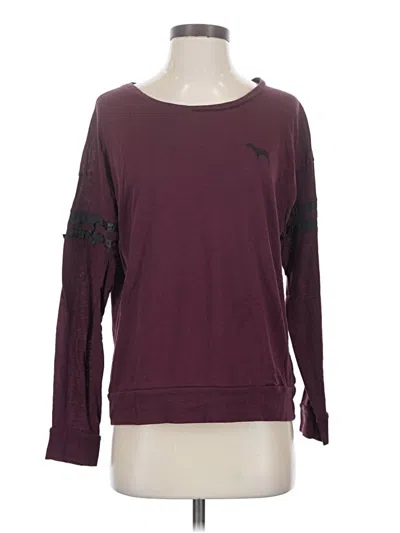 Pre-owned Victoria's Secret Pink Long Sleeve T-shirt In Burgundy