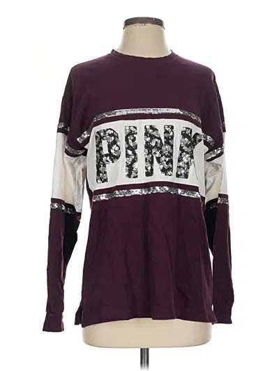 Pre-owned Victoria's Secret Pink Long Sleeve T-shirt In Burgundy