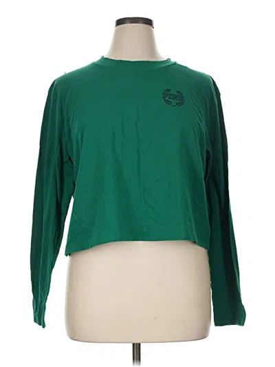 Pre-owned Victoria's Secret Pink Long Sleeve T-shirt In Green