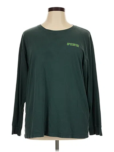 Pre-owned Victoria's Secret Pink Long Sleeve T-shirt In Green