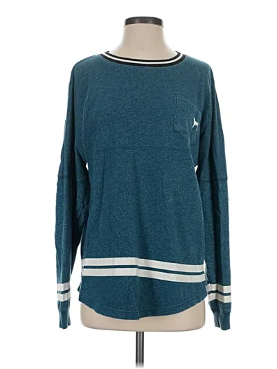 Pre-owned Victoria's Secret Pink Long Sleeve T-shirt In Teal