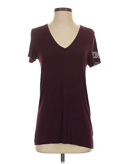 Pre-owned Victoria's Secret Pink Short Sleeve T-shirt In Burgundy