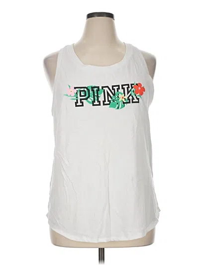 Pre-owned Victoria's Secret Pink Sleeveless T-shirt In White