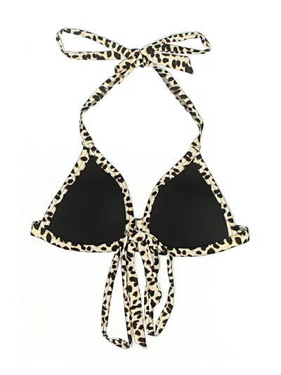 Pre-owned Victoria's Secret Pink Swimsuit Top Black Animal Print Pattern Swimwear