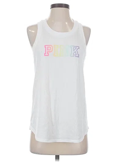 Pre-owned Victoria's Secret Pink Tank Top White Halter Neckline Tops