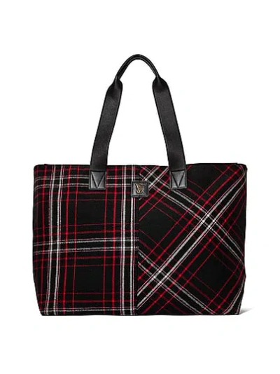 Victoria's Secret Plaid Tote Bag In Animal Print