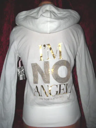 Pre-owned Victoria's Secret Rare Victorias Secret Supermodel Essentials No Angel Bling Hoodie Xs In White