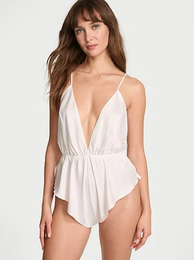 Victoria's Secret Satin Flutter Romper In White