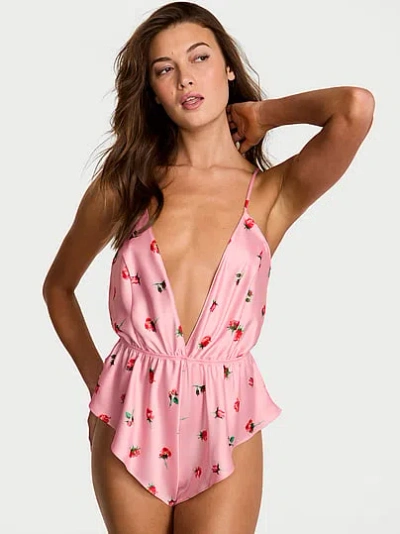 Victoria's Secret Satin Flutter Romper In Pink
