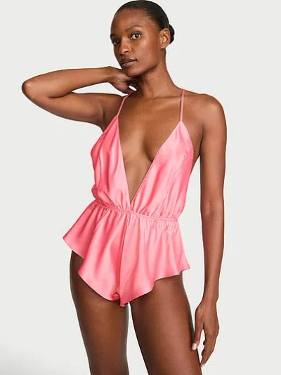 Victoria's Secret Satin Flutter Romper In Pink