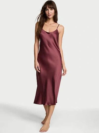 Victoria's Secret Satin Midi Slip Dress In Purple