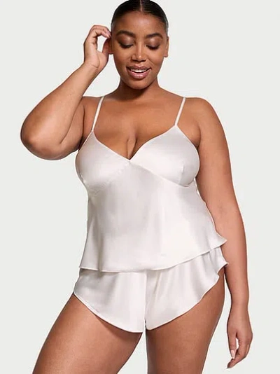 Victoria's Secret Satin Open-back Cami & Shorts Set In White