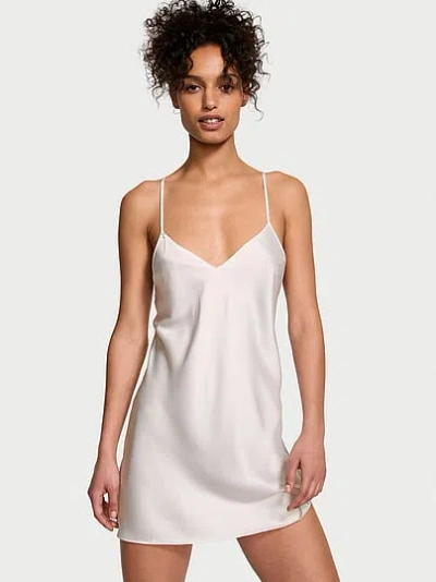 Victoria's Secret Satin Open-back Slip Dress In White