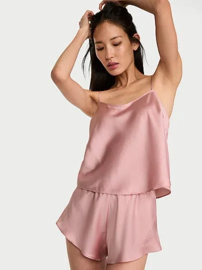 Victoria's Secret Satin Open-back Cami & Shorts Set In Pink