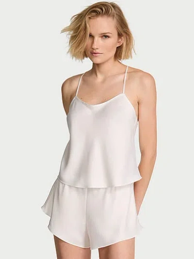 Victoria's Secret Satin Open-back Cami & Shorts Set In White,ivory