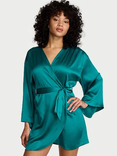 Victoria's Secret Satin Short Robe In Blue