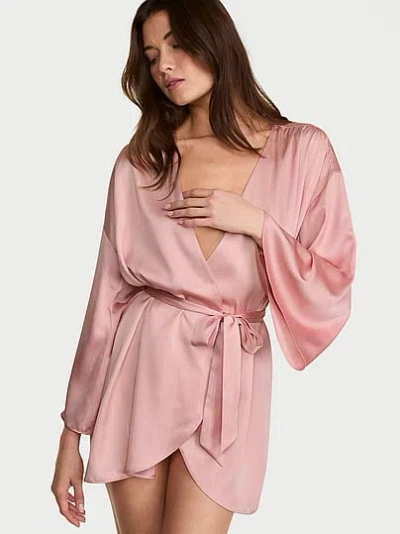 Victoria's Secret Satin Short Robe In Pink