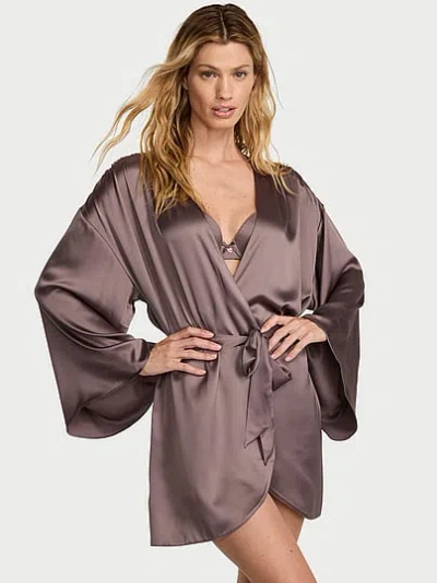 Victoria's Secret Satin Short Robe In Brown
