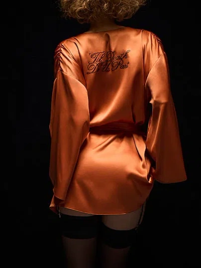 Victoria's Secret Satin Short Robe In Orange