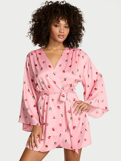 Victoria's Secret Satin Short Robe In Pink