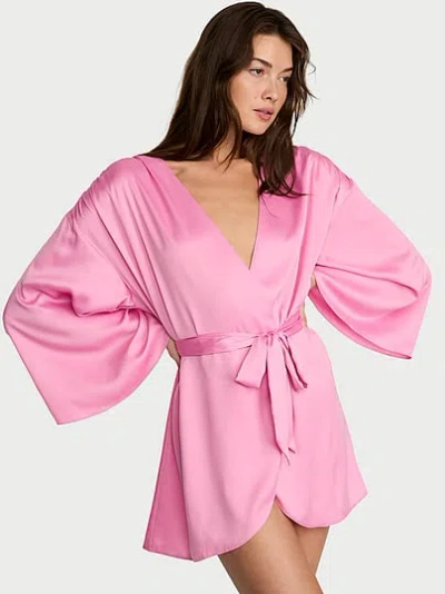 Victoria's Secret Satin Short Robe In Pink