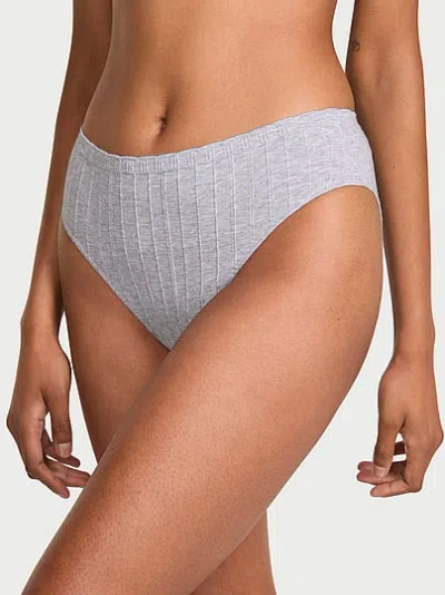 Victoria's Secret Seamless Cotton Rib High-leg Brief Panty In Gray