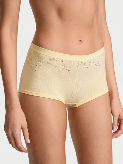 Victoria's Secret Seamless Floral Rib Boyshort Panty In Neutral