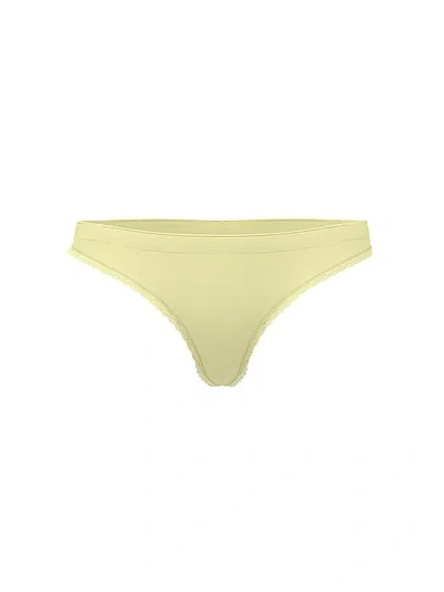 Victoria's Secret Seamless Pointelle Lace-trim Thong Panty In Yellow