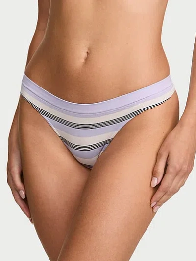 Victoria's Secret Seamless Stripe Thong Panty In Blue