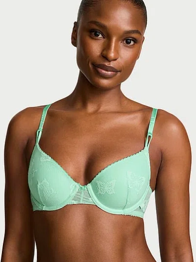 Victoria's Secret Sexy Tee Butterfly Mesh Lightly Lined Demi Bra In Green