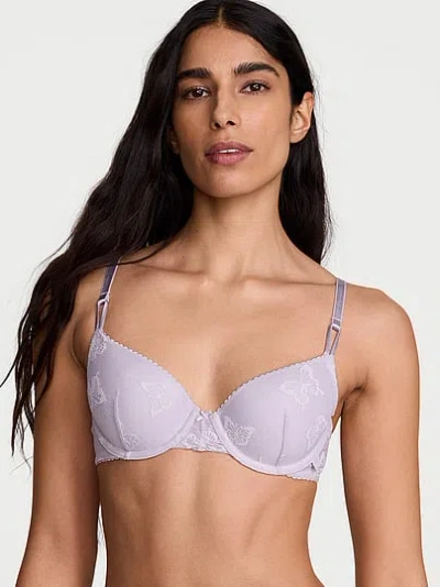 Victoria's Secret Sexy Tee Butterfly Mesh Lightly Lined Demi Bra In Purple