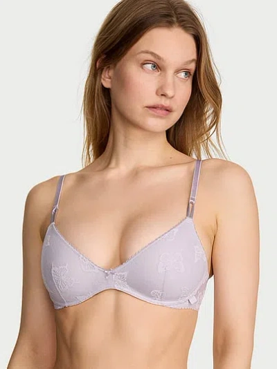 Victoria's Secret Sexy Tee Butterfly Mesh Wireless Push-up Bra In Gray