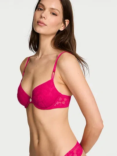 Victoria's Secret Sexy Tee Crochet Lace Lightly Lined Demi Bra In Pink