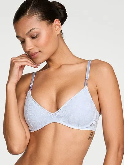 Victoria's Secret Sexy Tee Crochet Lace Wireless Push-up Bra In Blue