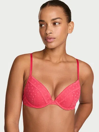 Victoria's Secret Sexy Tee Dot Geo Lace Push-up Bra In Red