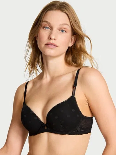 Victoria's Secret Sexy Tee Sheer Heritage Dot Push-up Bra In Black