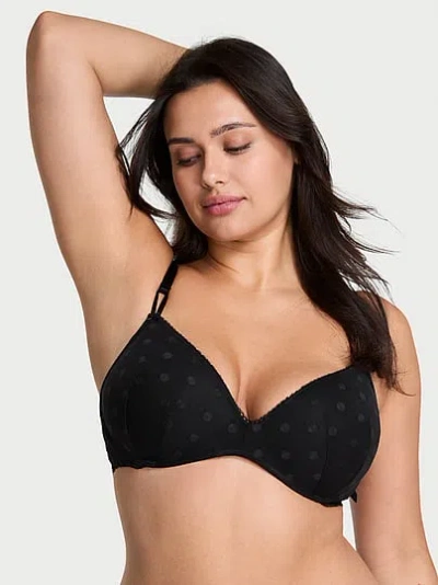 Victoria's Secret Sexy Tee Sheer Heritage Dot Wireless Push-up Bra In Black