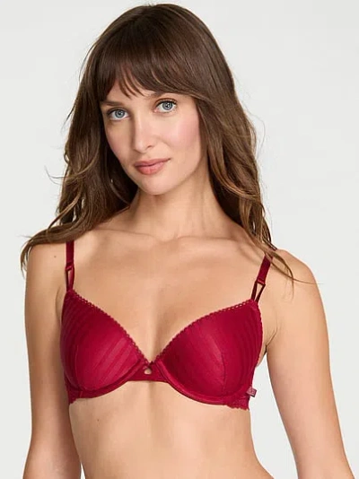 Victoria's Secret Sexy Tee Sheer Heritage Lightly Lined Demi Bra In Red