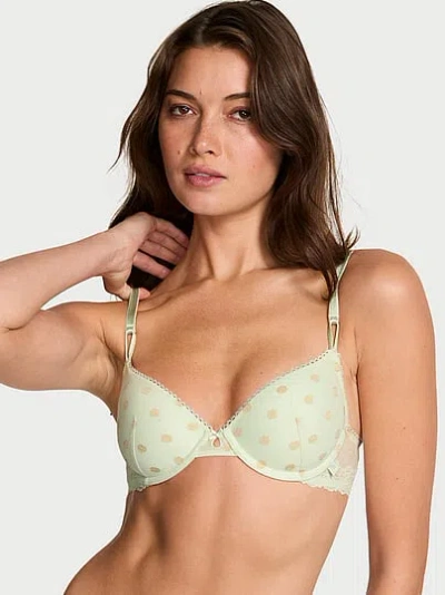 Victoria's Secret Sexy Tee Sheer Heritage Shimmer Dot Lightly Lined Demi Bra In Gold
