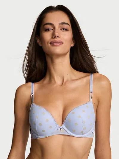 Victoria's Secret Sexy Tee Sheer Heritage Shimmer Dot Push-up Bra In Blue