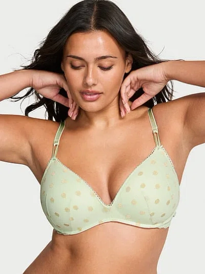 Victoria's Secret Sexy Tee Sheer Heritage Shimmer Dot Wireless Push-up Bra In Gold