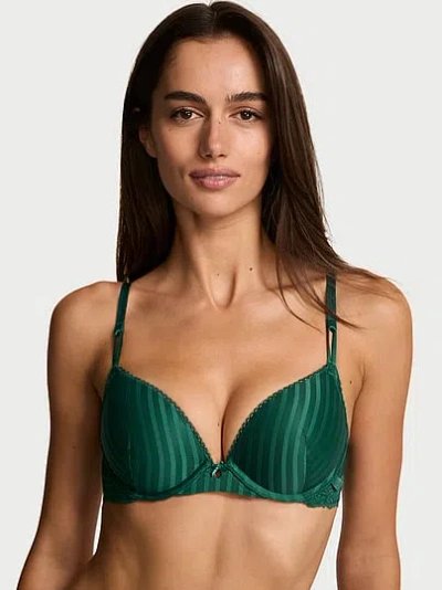 Victoria's Secret Sexy Tee Sheer Heritage Stripe Push-up Bra In Green