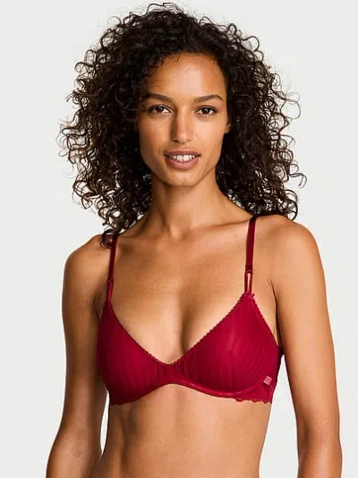 Victoria's Secret Sexy Tee Sheer Heritage Stripe Wireless Push-up Bra In Red