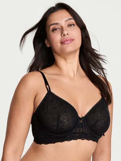 Victoria's Secret Sexy Tee Sheer Heritage Unlined Demi Bra Top In Black