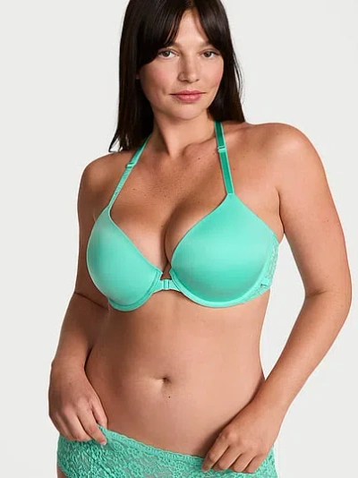 Victoria's Secret Sexy Tee Smooth Lacie Lightly Lined Front-close Demi Bra In Blue