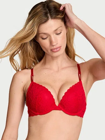 Victoria's Secret Sexy Tee Sophia Lace Push-up Bra In Red