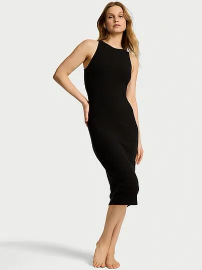 Victoria's Secret Shapewear By Victoria Smoothing Rib High-neck Midi Dress In Black
