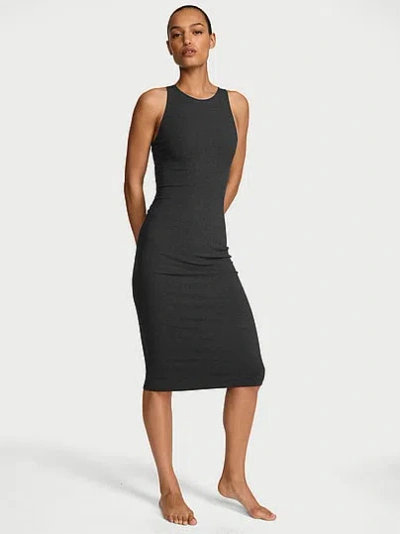Victoria's Secret Shapewear By Victoria Smoothing Rib High-neck Midi Dress In Gray