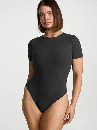 Victoria's Secret Shapewear By Victoria Smoothing Rib Tee Bodysuit In Gray